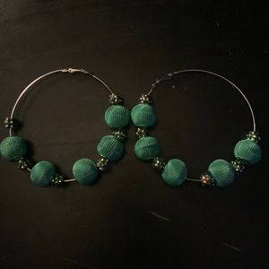 BOGO FREE. LARGE GREEN HOOP EARRINGS.